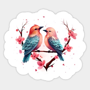 Valentine Kissing Starling Bird Couple Sticker